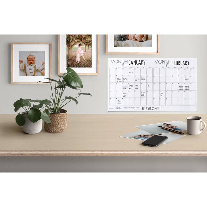 Two Month Erasable Whiteboard Calendar for wholesale by Beyond Measure Boards