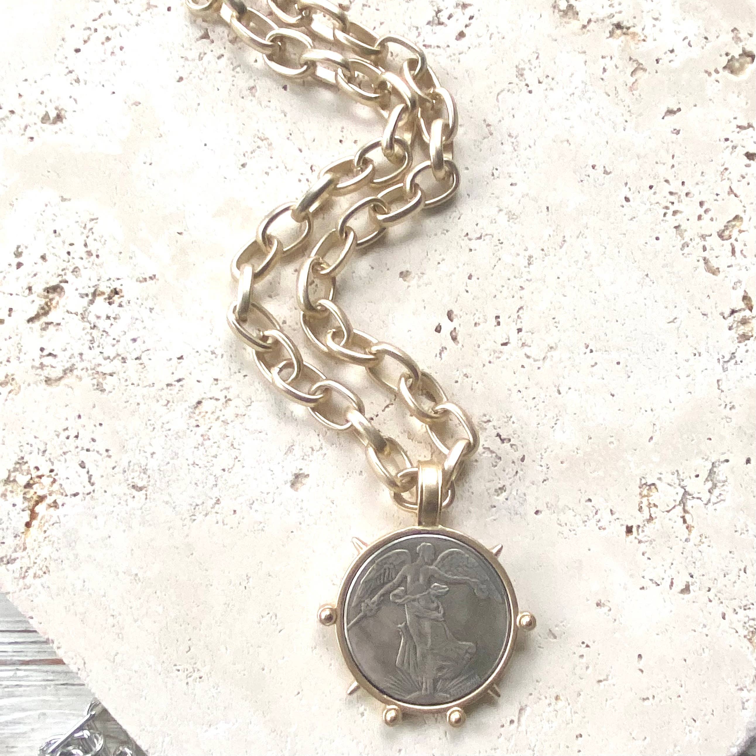 VB&CO Designs Handmade Jewelry - Wholesale Pendant/Charm Necklace - Medallion French Angel coin necklace boutique  jewelry11
