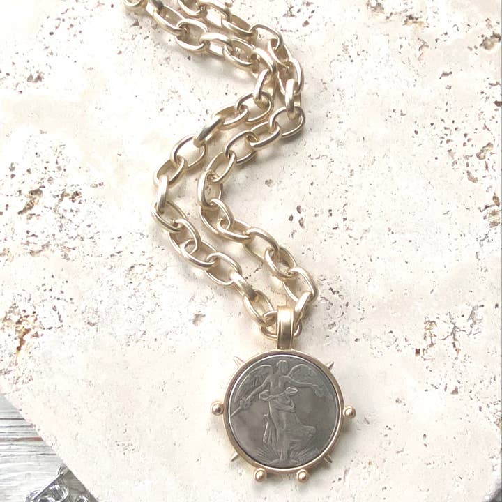 VB&CO Designs Handmade Jewelry - Wholesale Pendant/Charm Necklace - Medallion French Angel coin necklace boutique jewelry11