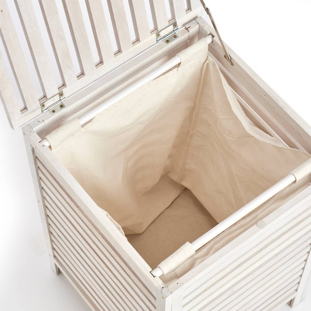 Laundry basket, walnut wood, natural white for wholesale on Faire4