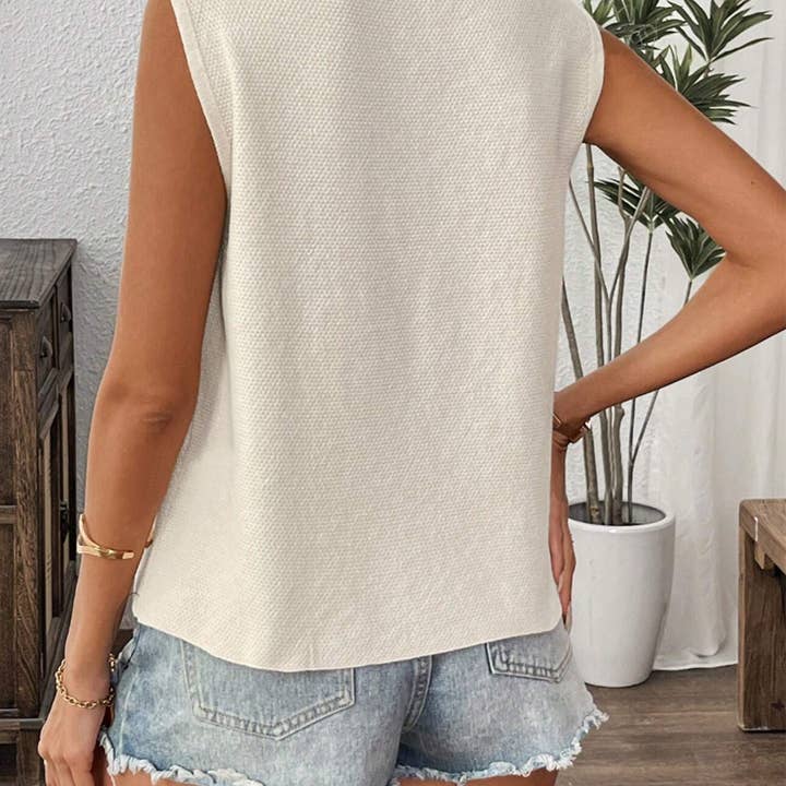 Beige Tie Sleeveless Knit Vest for wholesale on Faire