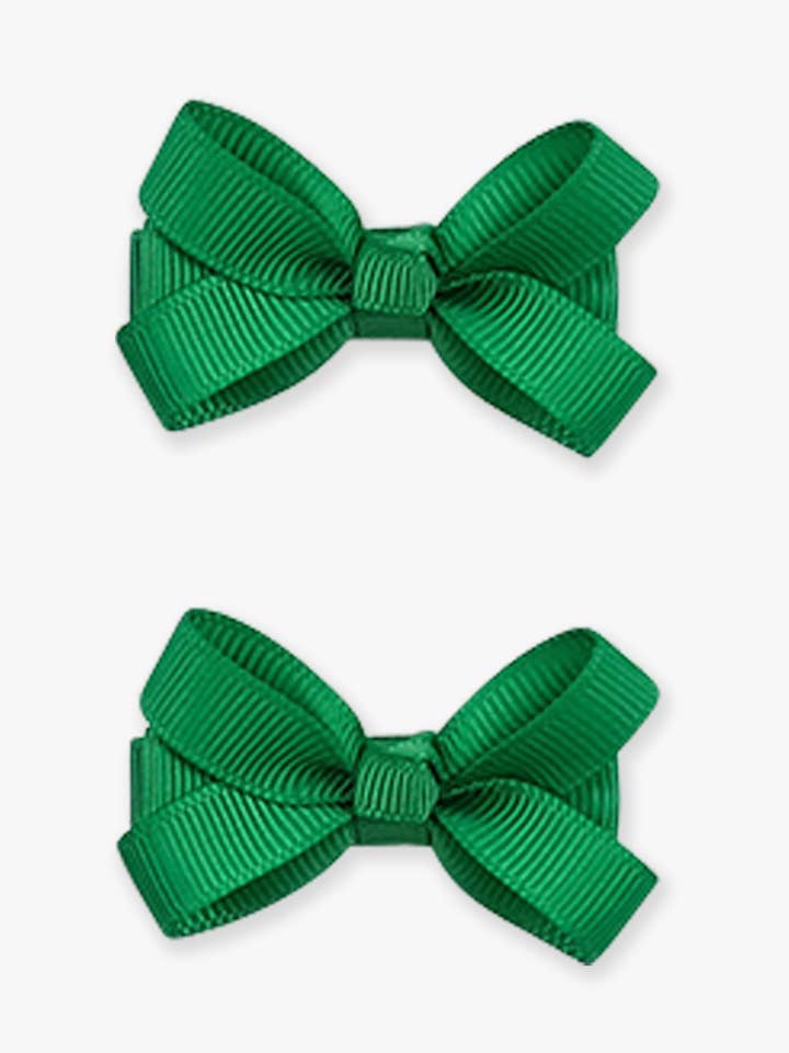 Pigesæt med grønne mini-sløjfehårspænder for engroshandel hos RuffleButts + RuggedButts