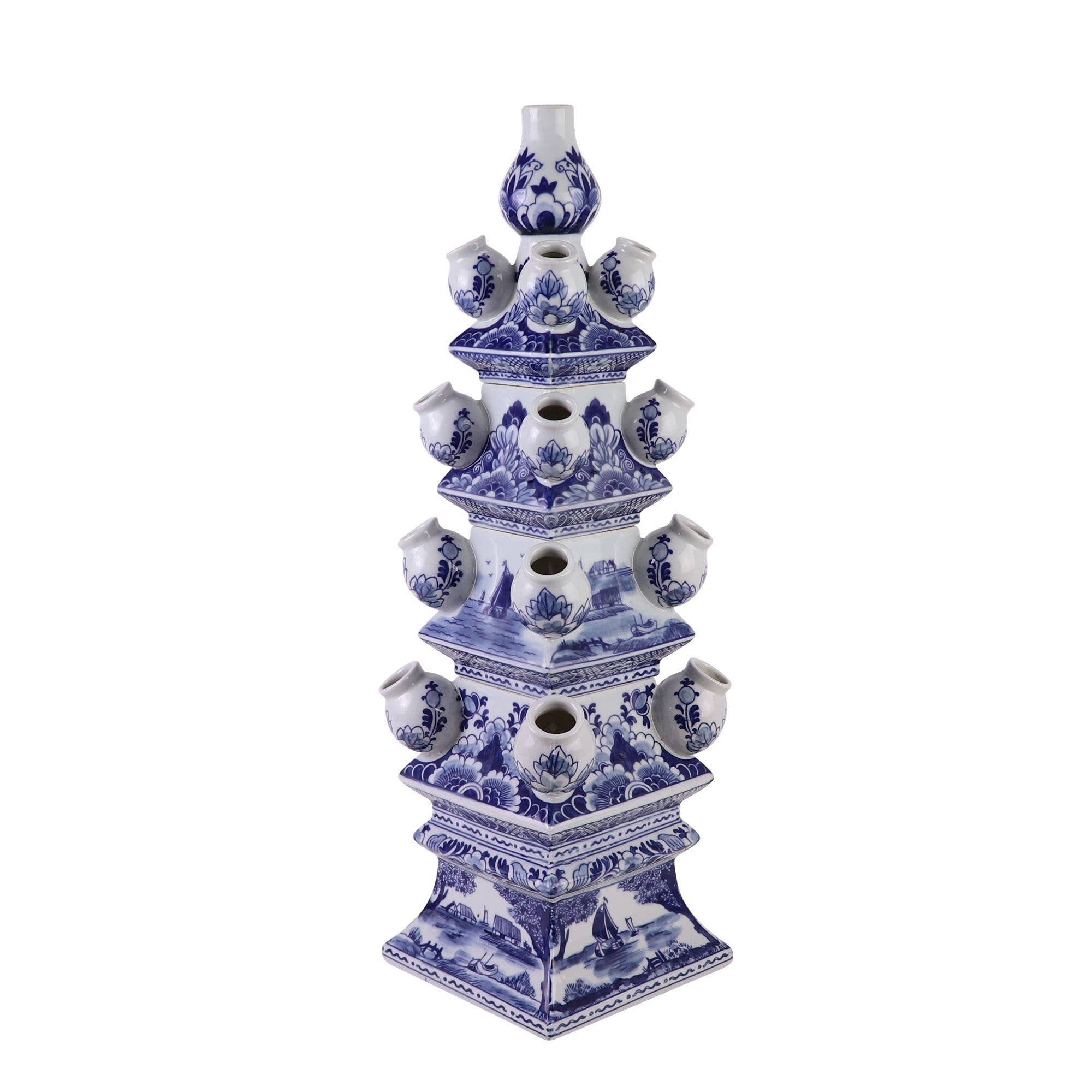 Legend Accents - Wholesale Vase - Blue and White Tulipiere Tower Small0
