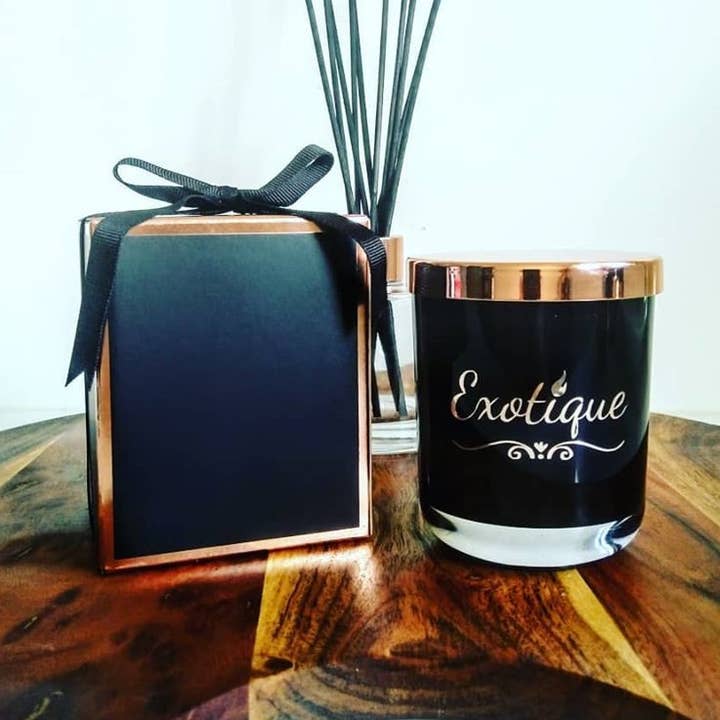 Signature Schwarz & Roségold für den Großhandel von Exotique Candles