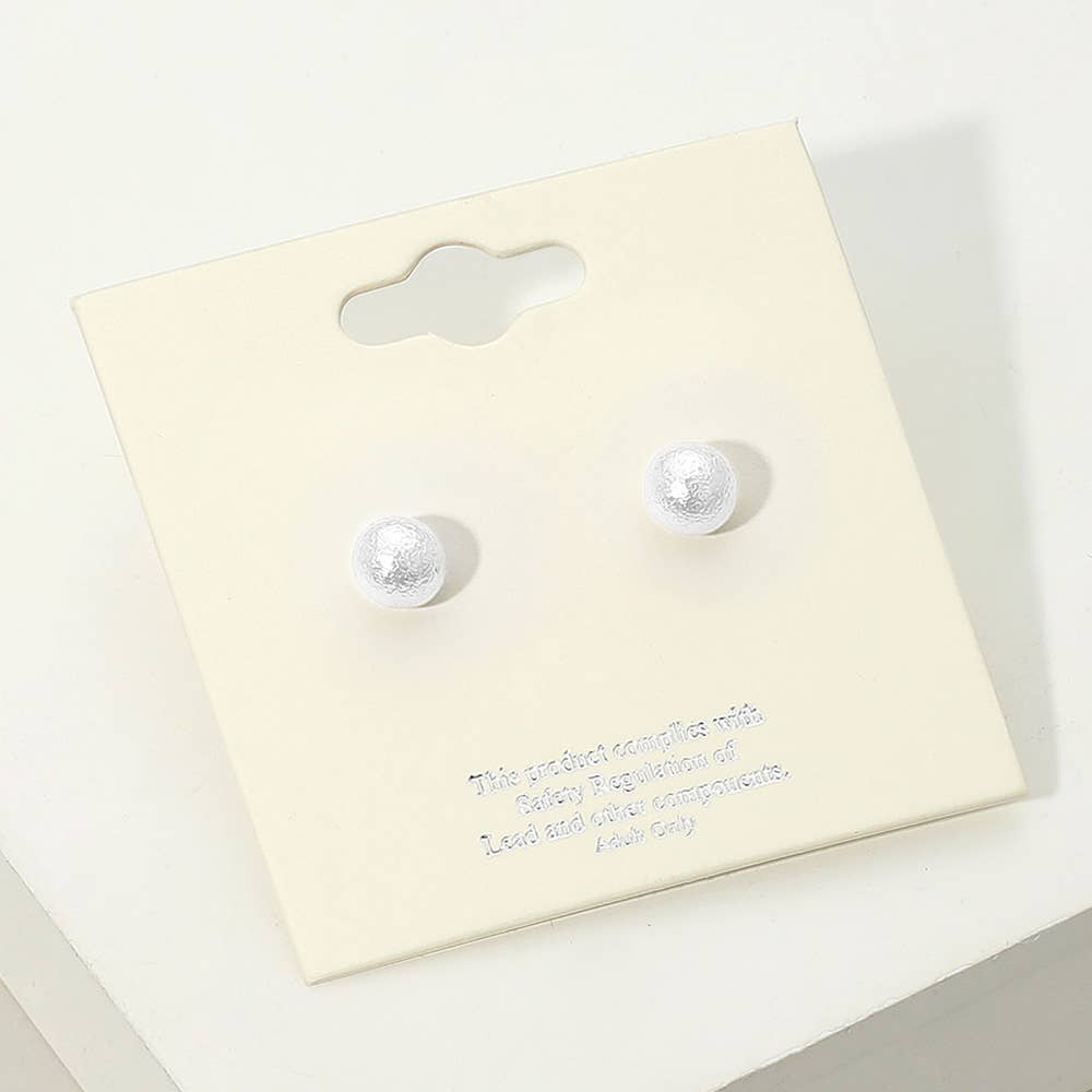 Sensibling Corp. - Wholesale Stud/Post Earrings - 12Pairs - Textured Pearl Stud Earrings5
