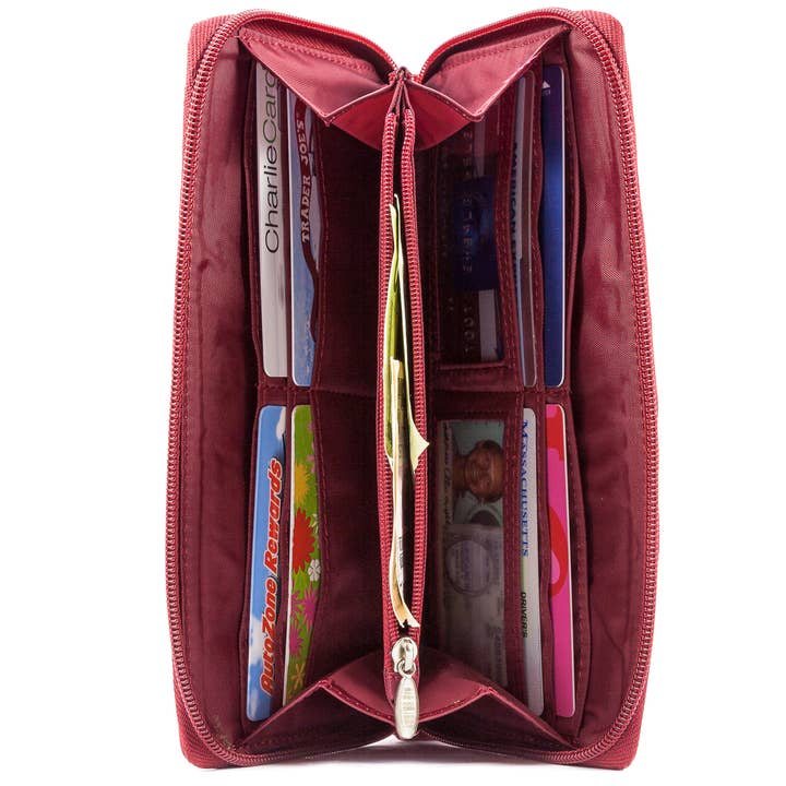 Big Skinny Wallets – wholesale Plånbok - Dam – Läder Panther Clutch Plånbok - Röd