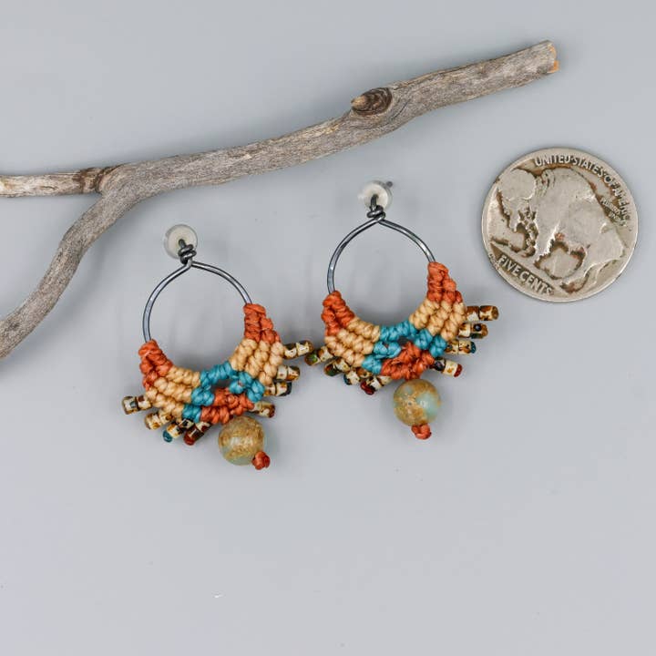 The Stitch Alliance - Wholesale Dangle Earrings - Sun Circle Macrame Earrings / Sterling Silver / Sedona4