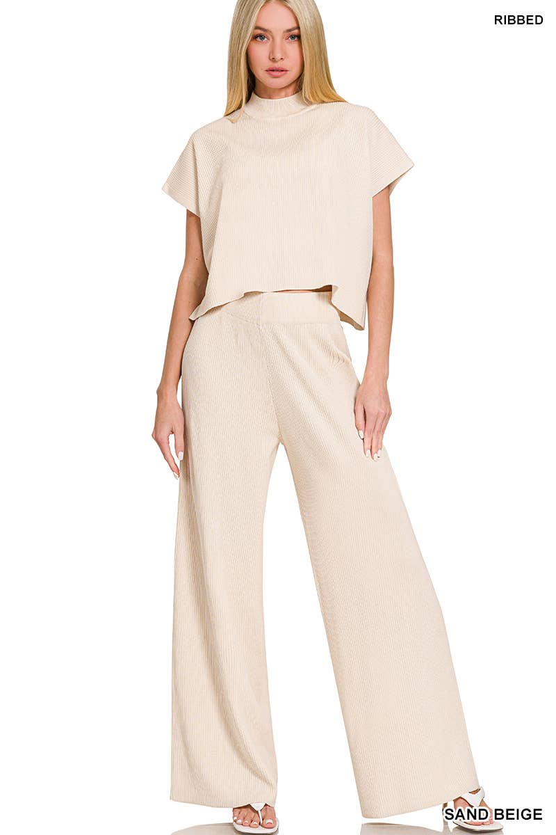 Vanilla Monkey - Wholesale Set met top en broek (GEEN Loungewear) - Dames - Viscose Trui Korte Mouw Top & Broek 2-delige Set3