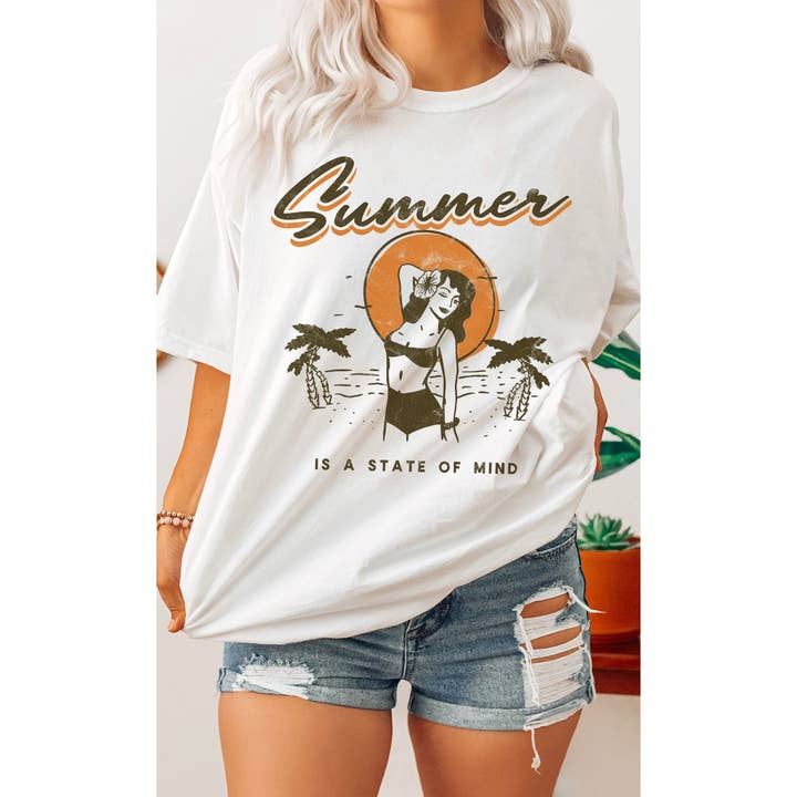 Retro Summer State of Mind Oversized Graphic Tee for wholesale by Kissed Apparel