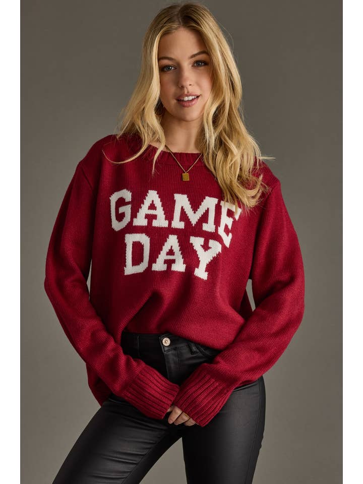 Panache Apparel Co. - Wholesale Knit Sweater - Women's - Maroon Game Day Sweater3
