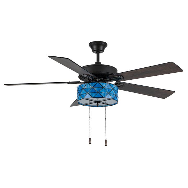 River of Goods - Wholesale Ceiling Fan - 52"W Lark Tiffany Stained Glass Blue Ceiling Fan7