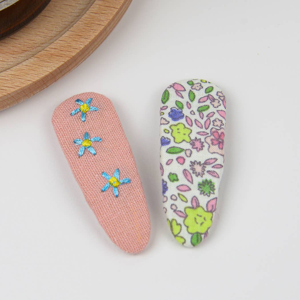 TheDivaSoap - Wholesale Hair Clip - Kids - Embroidered Floral Snap Hair Clips Set3