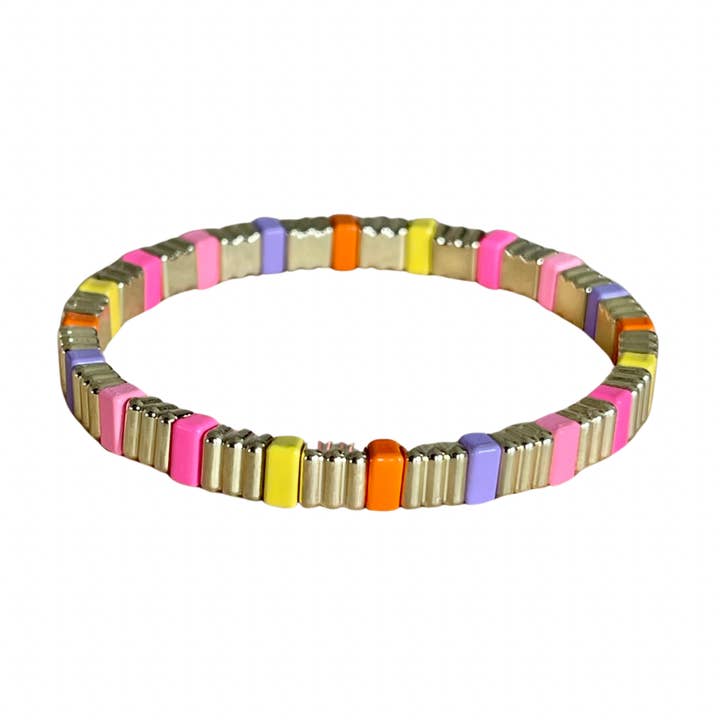 MODish Design Co – wholesale Beaded bracelet – Pink & Yellow Tile Bracelet1