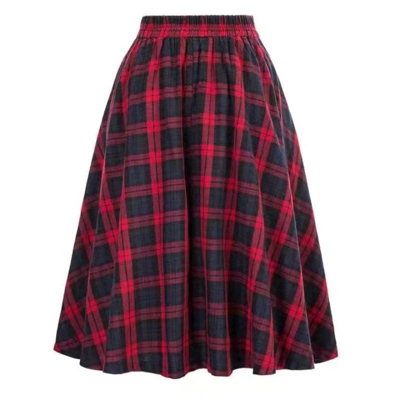 safistyle - Wholesale Skirt - Women's - High-Waisted Plaid A-Line Skirt1