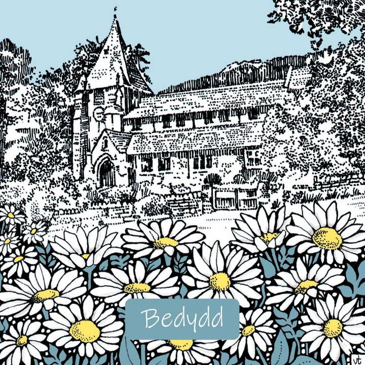 Bedydd (Taufe) Kirche und Gänseblümchen für den Großhandel von Alff a Bet Design