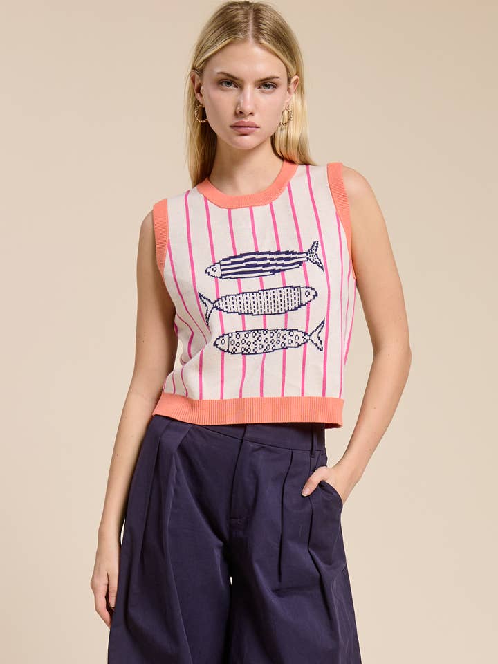 Gilet Maglione Marino Candy Coral per la vendita all'ingrosso da parte di FLAT WHITE