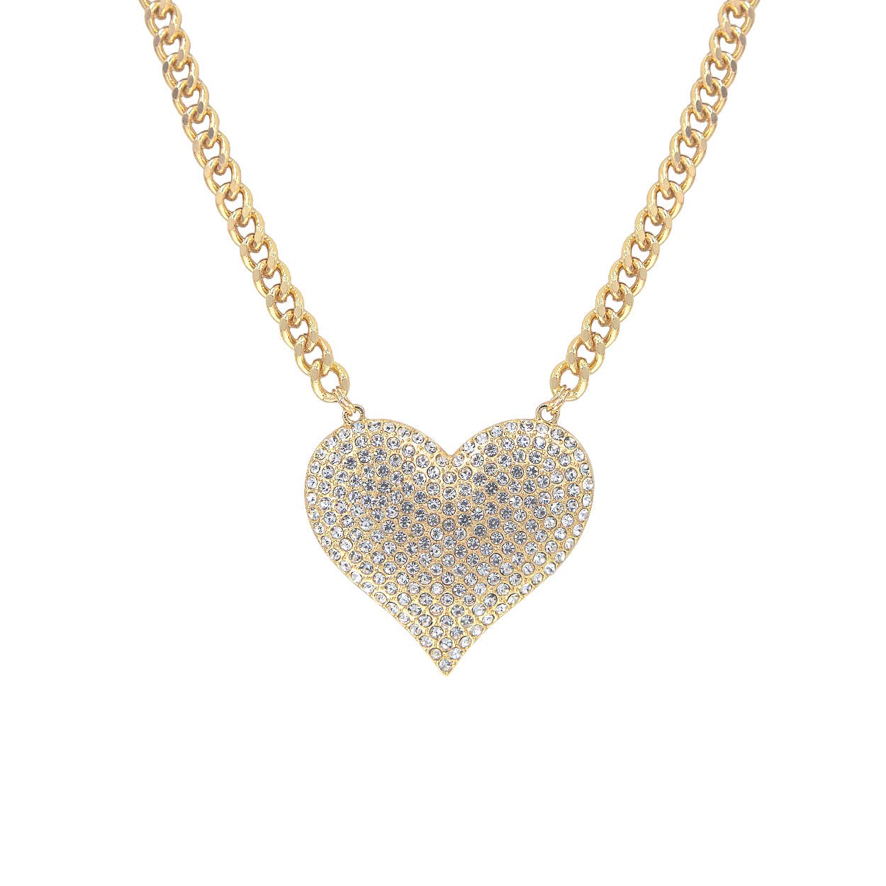 SP Sophia Collection - Wholesale Pendant/Charm Necklace - Valentine's Day Rhinestone Heart Pendant Necklace0