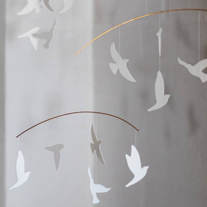 LIVINGLY - Wholesale Mobile - Flock of Birds white hanging mobile