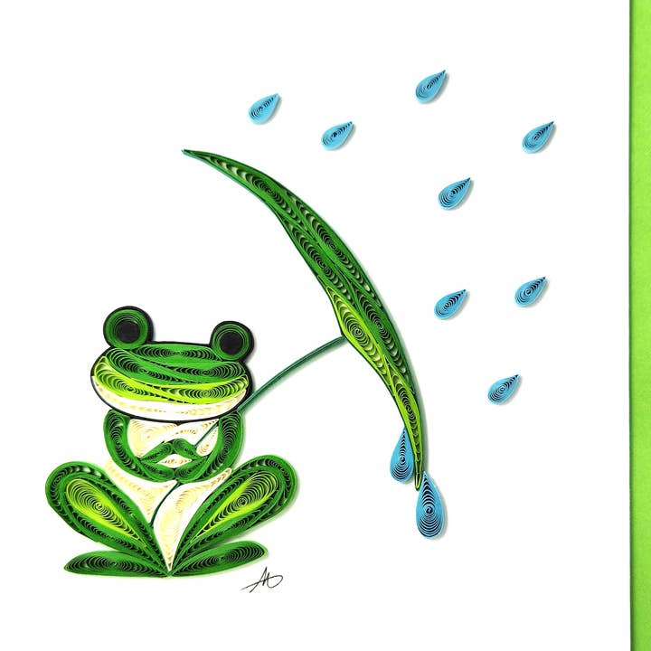 Iconic Quilling - Wholesale Everyday Greeting Card - #247 Frog with Umbrella