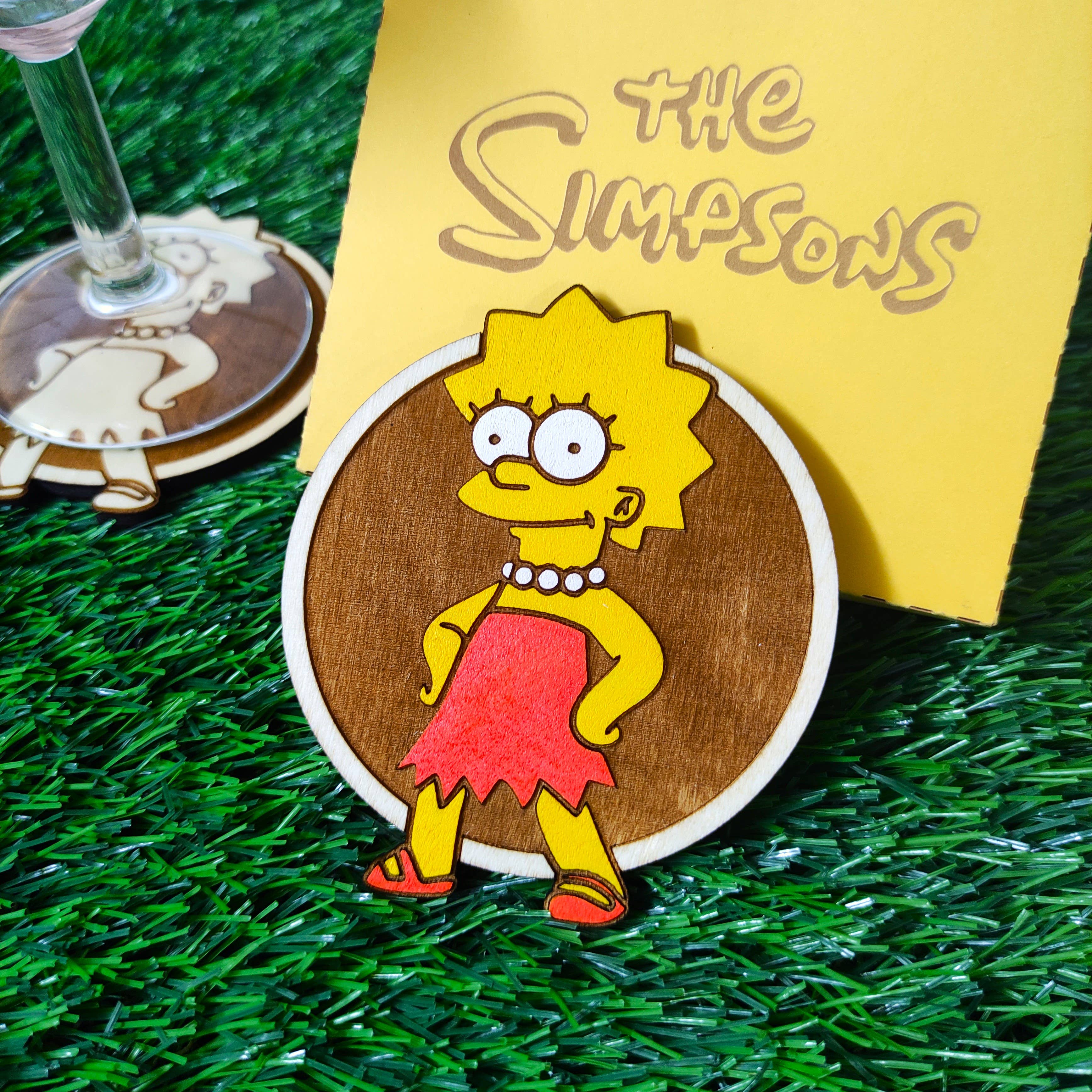 Herbs&Belles - Wholesale Coasters - Set of 6 Colorful Simpsons Wooden Coasters, Homer Marge Bart4