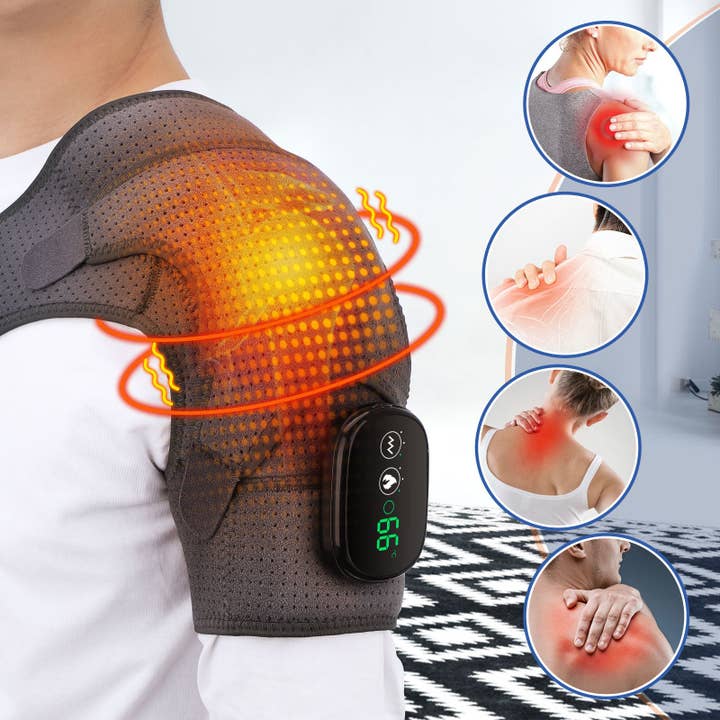 Electric Shoulder Massager Heating Pad Vibration Massage Support Belt Arthritis Pain Relief Shoulder Thermal Physiotherapy Brace for wholesale on Faire