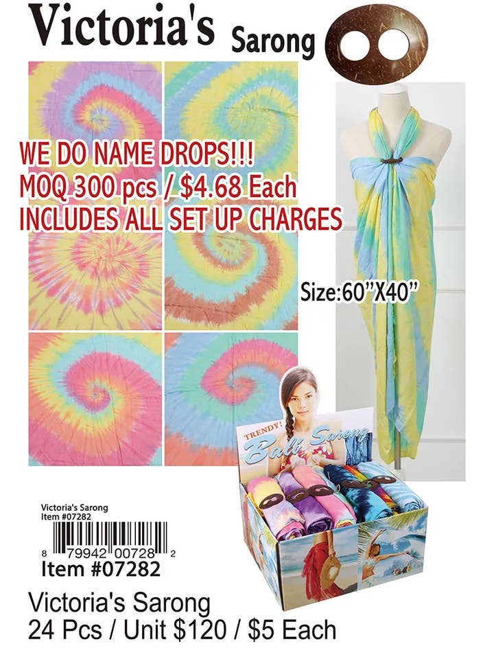 Victoria Sarong . for wholesale by Puka Creations