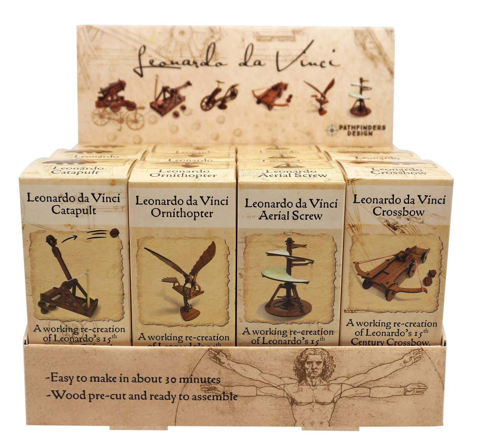 Science and Nature – wholesale Träleksak - Barn – Da Vinci minis display med 12 stycken1