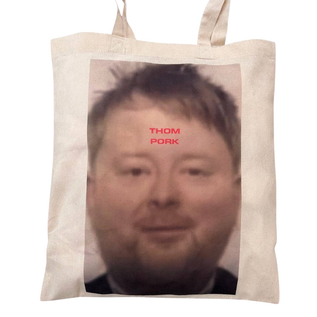 ZZZEBRAAA LIMITED – wholesale Tote bag – Unisex – Thom Pork Tote Bag - Funny Fat Thom Yorke - Hand Printed