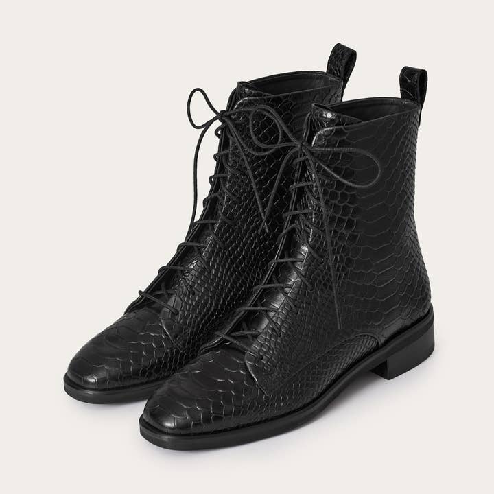 Tzava Boots, black python pattern for wholesale by Balagan Studio