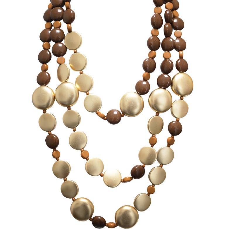 AMORINO SRL – Engroshandel Perlehalskæde – TRE-STRANGET HALSKÆDE MED PERLER I RESIN - FT24152B6191