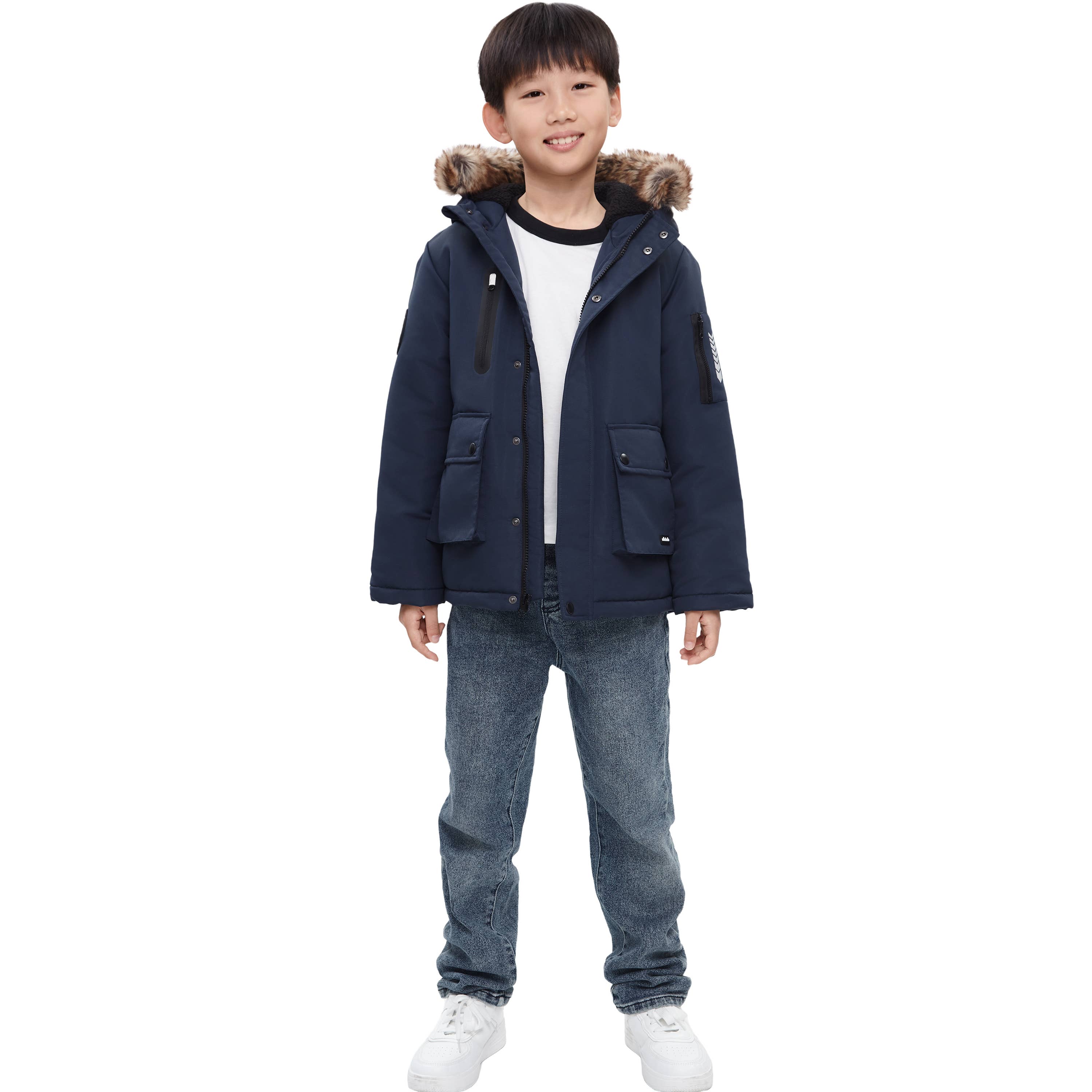 Rokka & Rolla - Wholesale Parka - Kids - Boys' Winter Coat with Faux Fur Hood Parka Jacket2