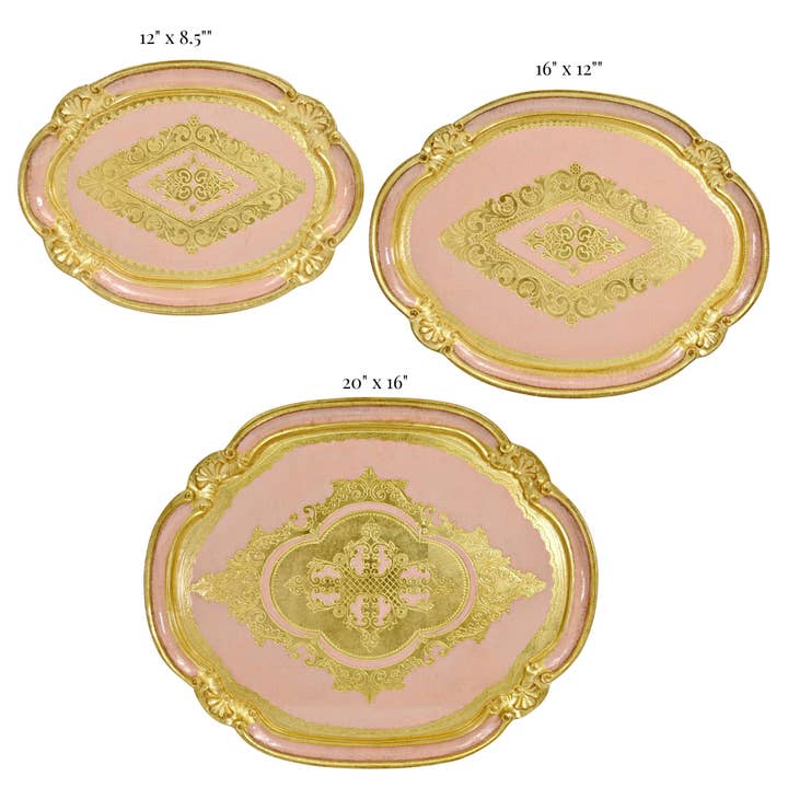 Via Graceffo – Engroshandel Pyntebakke – Florentinsk udskåret træ oval bakke, flere farver og størrelser
