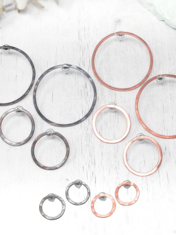 Hoop Copper Stud Post Earrings- Minimalist Copper Jewelry for wholesale by Rising Jewelry