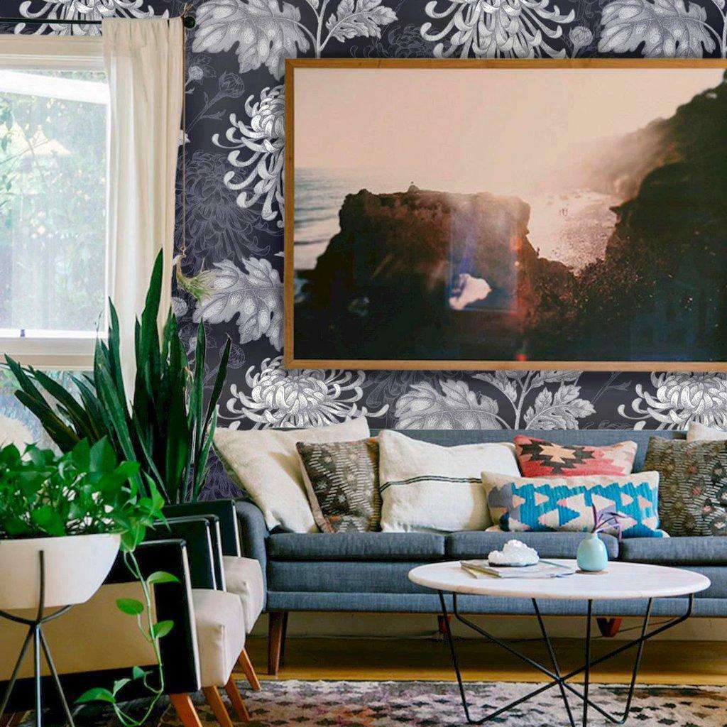 Wallpapers4Beginners - Wholesale Wallpaper - Carta da parati con fiori giapponesi blu4