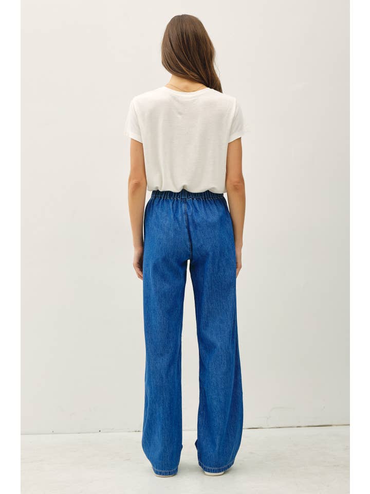 Be Cool - Wholesale Pants - Women's - DENIM LOOK WIDE LEG PANTS