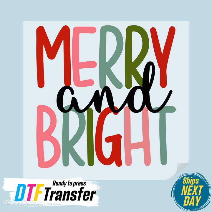 Merry And Bright DTF Transfer for wholesale by DTF Office