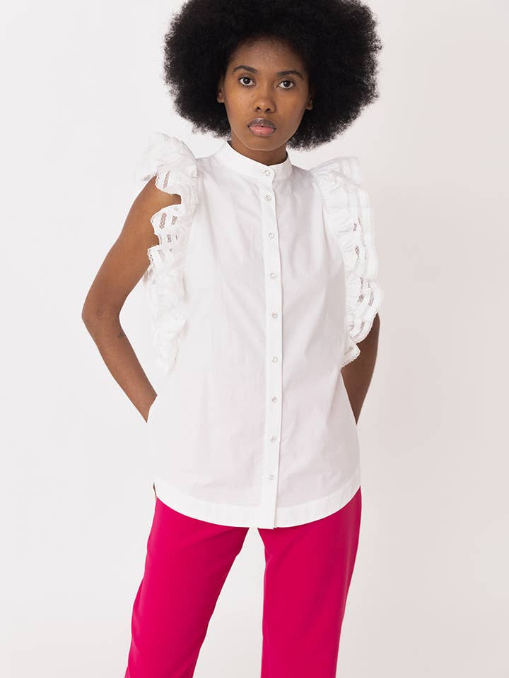 Lace Ruffled Sleeve Shirt for wholesale by ANT WOMAN COLLECTION