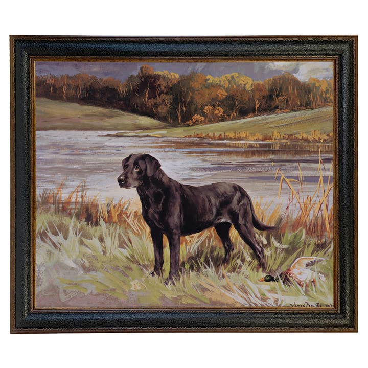 Madison Bay Co. - Historical Home Decor Reproductions - Wholesale Art Print - Labrador Retriever with Duck Framed Painting Print on Canvas79