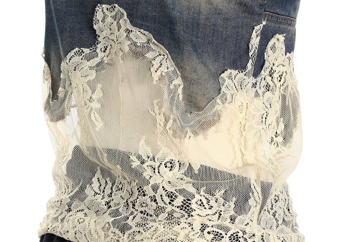 Sanyao Fashion - Wholesale Top & Short Set (NOT Loungewear) - Women's - M37 Lace-Stitched Denim Two-Piece with Suspender Shorts5