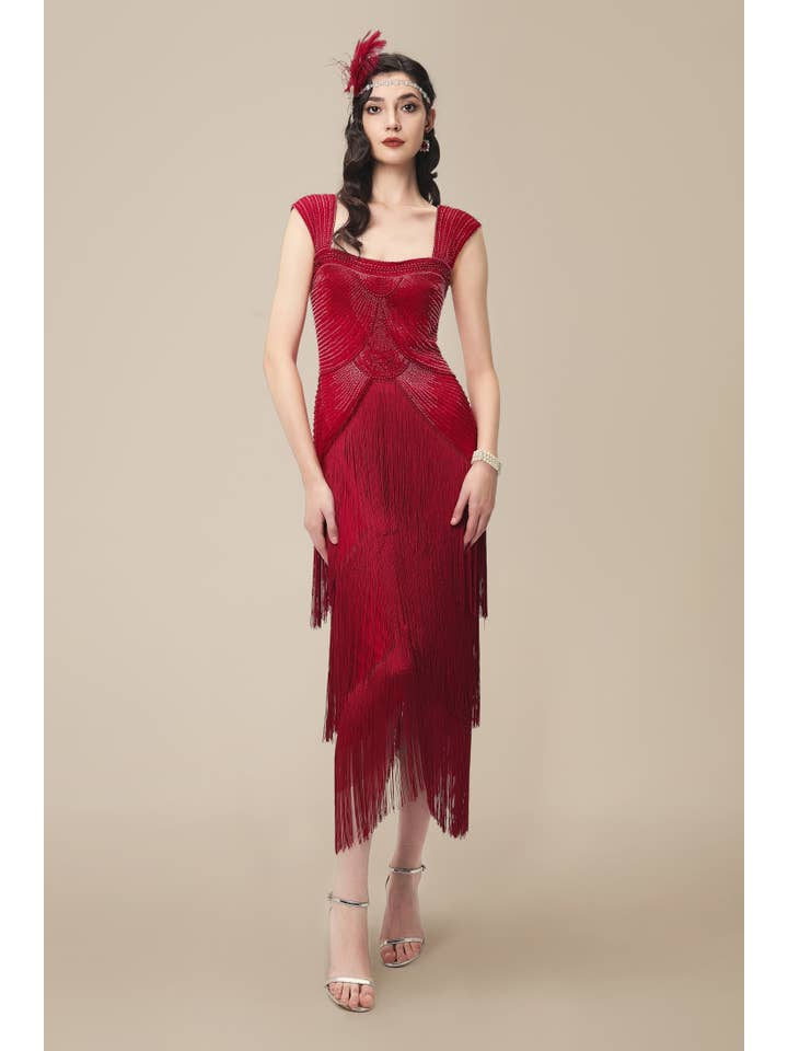 BABEYOND - Wholesale Gown - Women's - Graceful Gradient Bead Fringe Evening Gown13