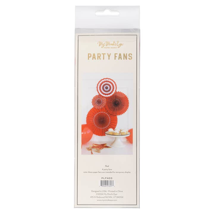 My Mind’s Eye - Wholesale Party/Paper Folding Fan - Red and White Basic Party Fan Set2