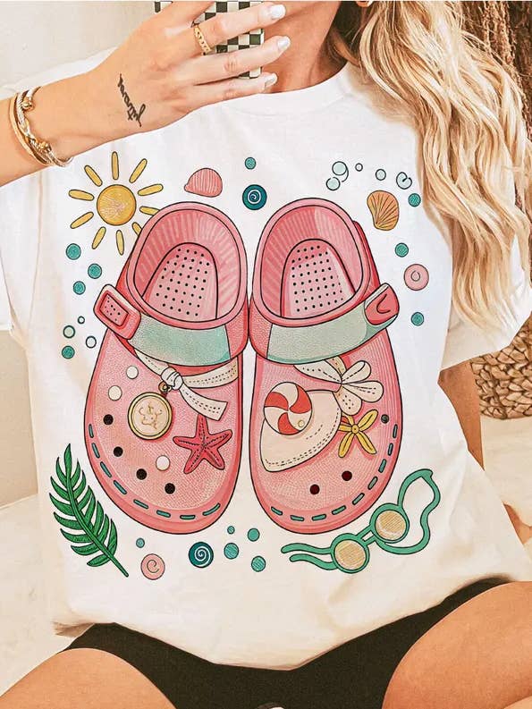 Summer Shoe Short Sleeve Tee for wholesale by Front Porch Boutique
