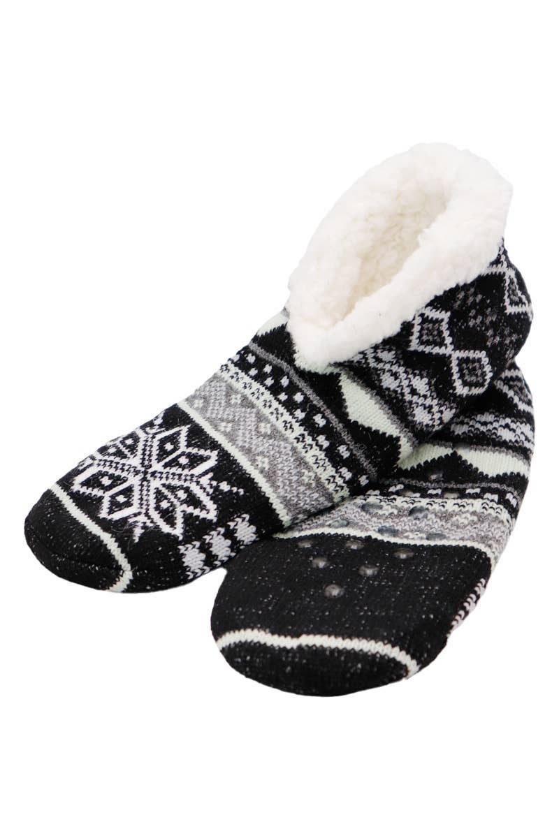 ASSORTEREDE Snowflake Chevron strikkede Fuzzy Sock Tøfler for engroshandel på Faire2