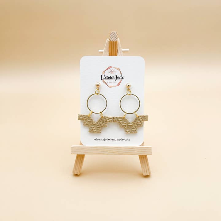 Brinco Boho Aztec Print Clay Dangle | ICED LATTE por atacado de Eleanor Jade Handmade