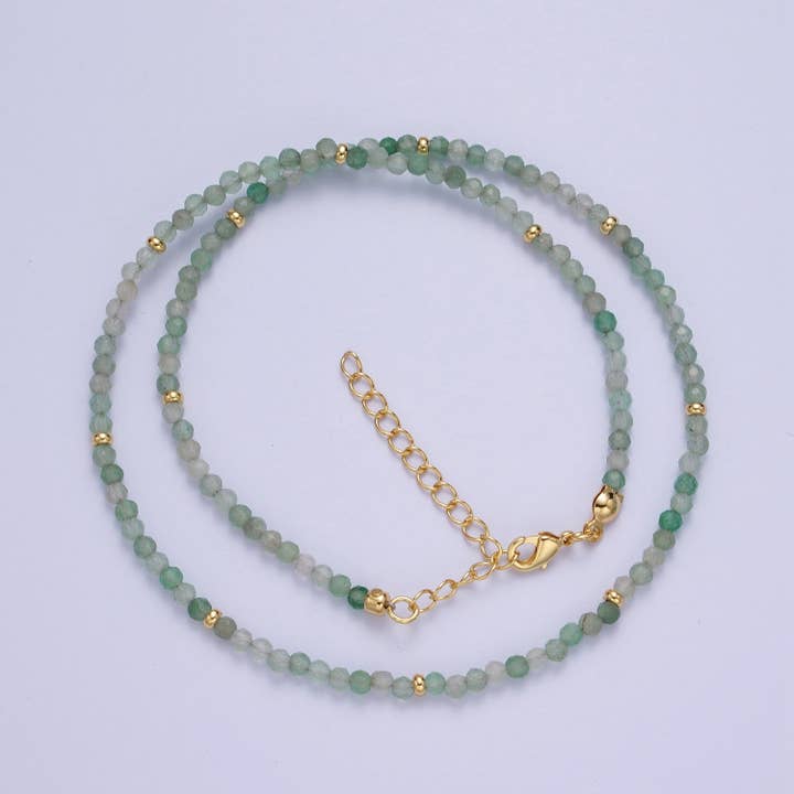Aim Eternal - Wholesale Beaded/Pearl Necklace - 17.5"+1.5" Green Aventurine Beaded Necklace WA1195