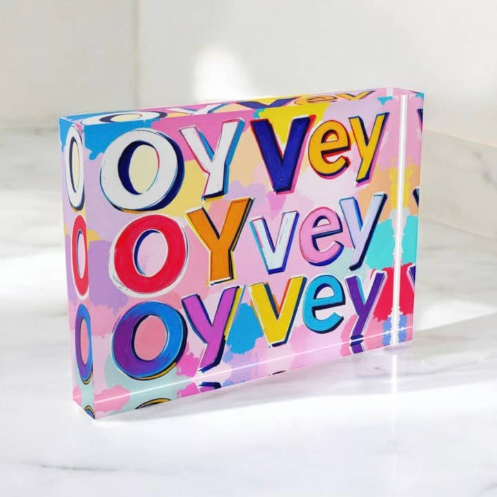 Oy Vey Judaica Arte Cristallo Blocco Decorazione da Tavolo per la vendita all'ingrosso da parte di Resinate By KS / by KRISTIN SMITH