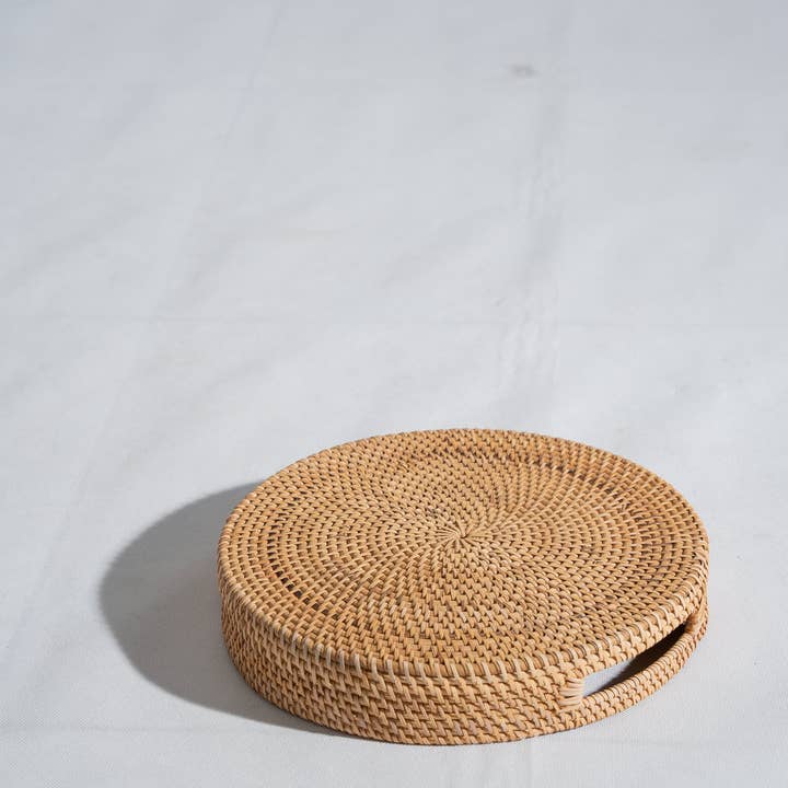 Office Objets - Wholesale Basket - Set of three handcrafted Indonesian wicker baskets in natural rattan (caramel)120