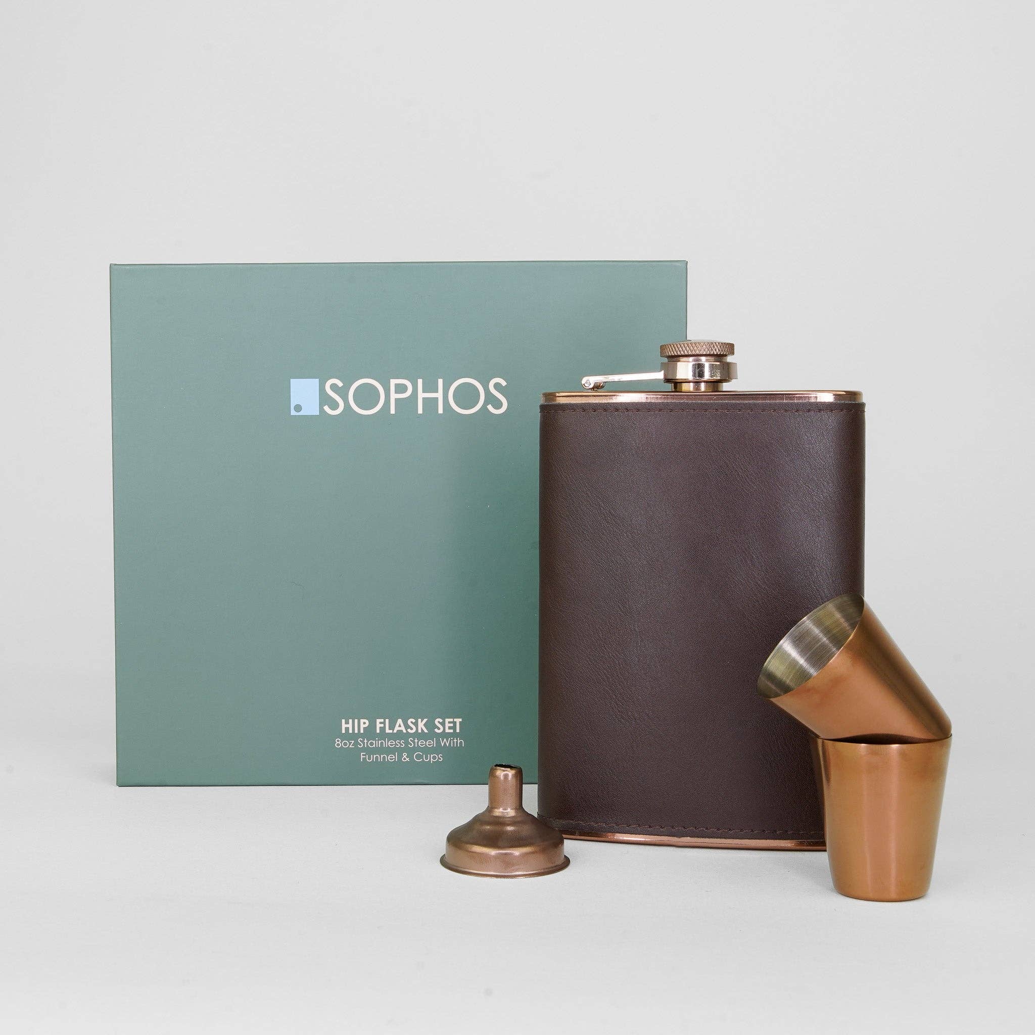 Sophos – wholesale Flask – 4 Piece Copper Hip Flask Set3
