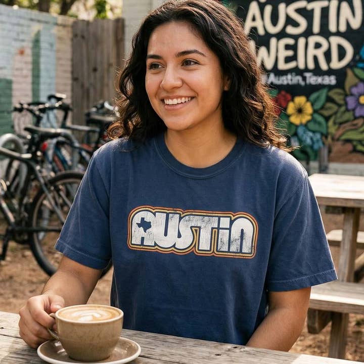 Gusto Graphic Tees - Wholesale Screen Printed T-Shirt - Unisex - Retro Austin T-shirt | Comfort Colors 1717 | Austin TX3