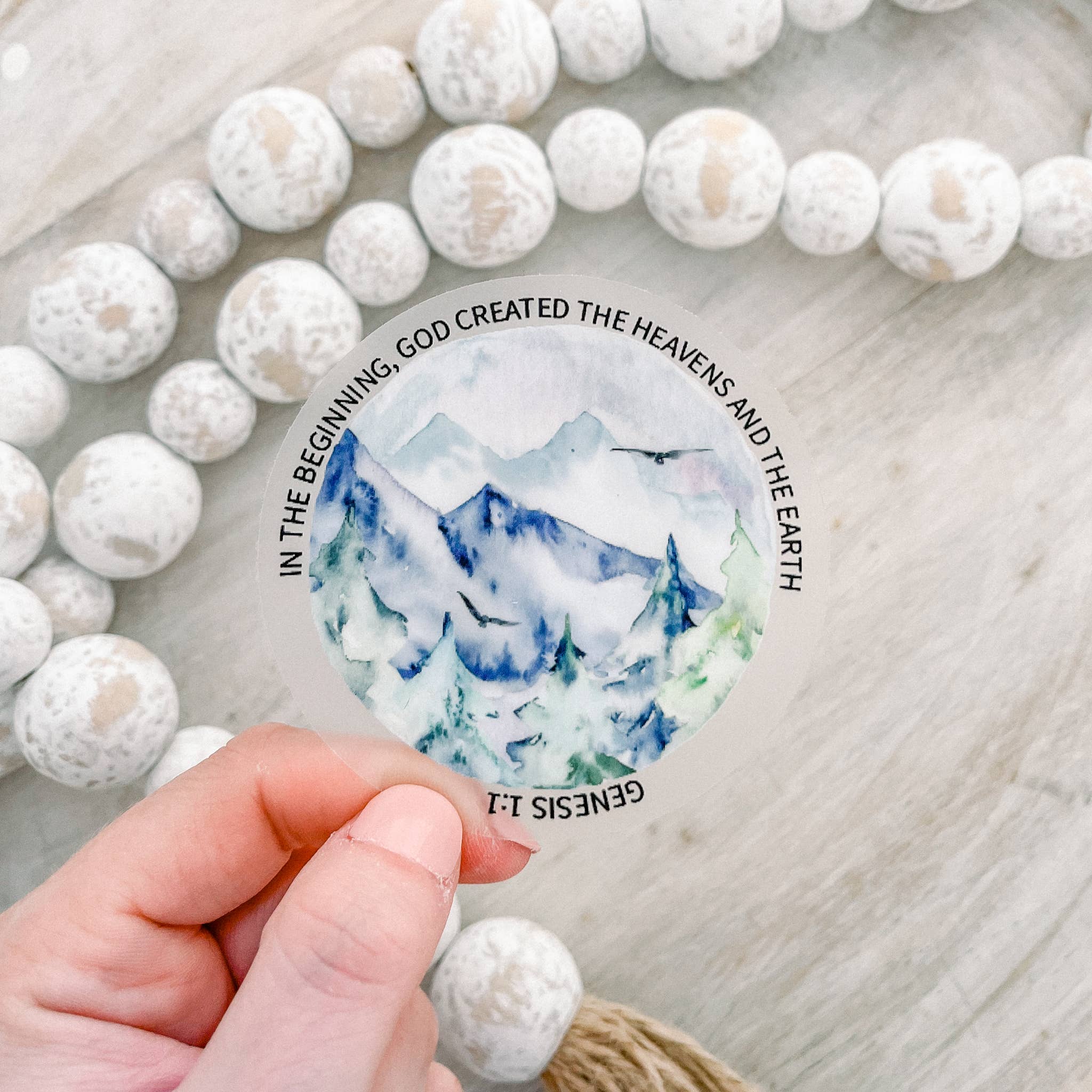 Savannah and James Co - Wholesale Sticker - In The Beginning Clear Vinyl, Sticker, 3x3 in.